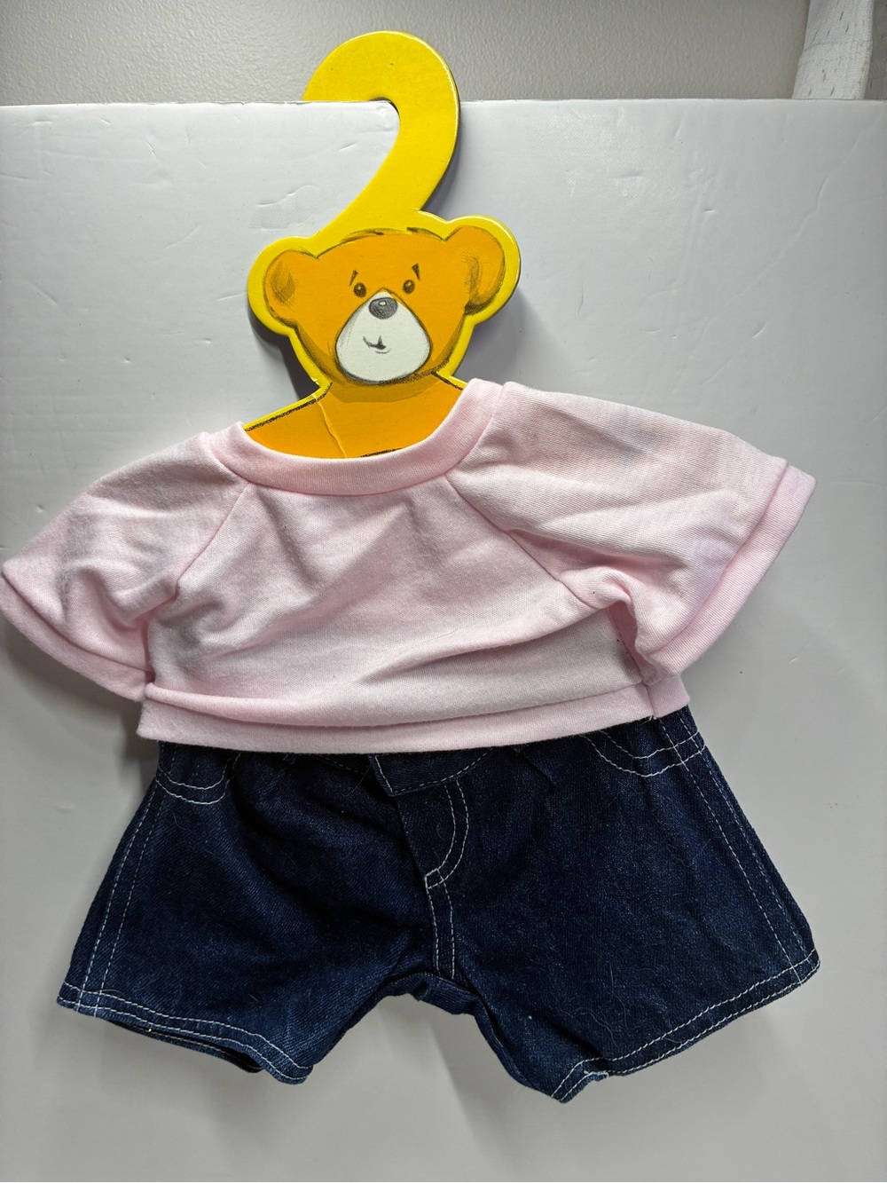 Vintage Build A Bear Clothing new Jean Shorts and Pink Tshirt